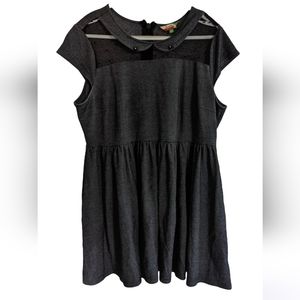 Pan color polka dot mesh grey dress plus size empire waist babydoll style